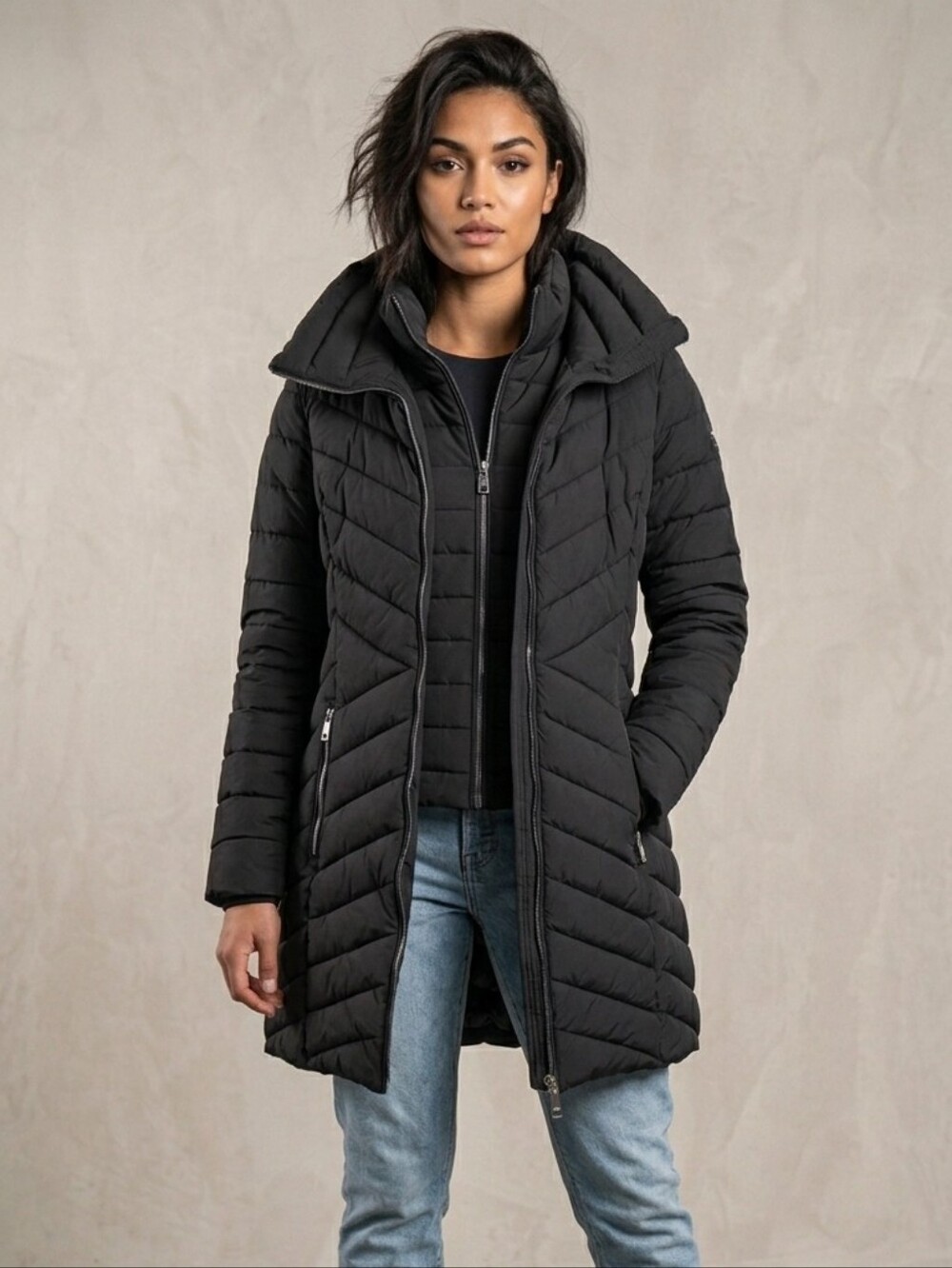 360. NWOT - DKNY Bib-front Light-weight Puffer Jacket Coat